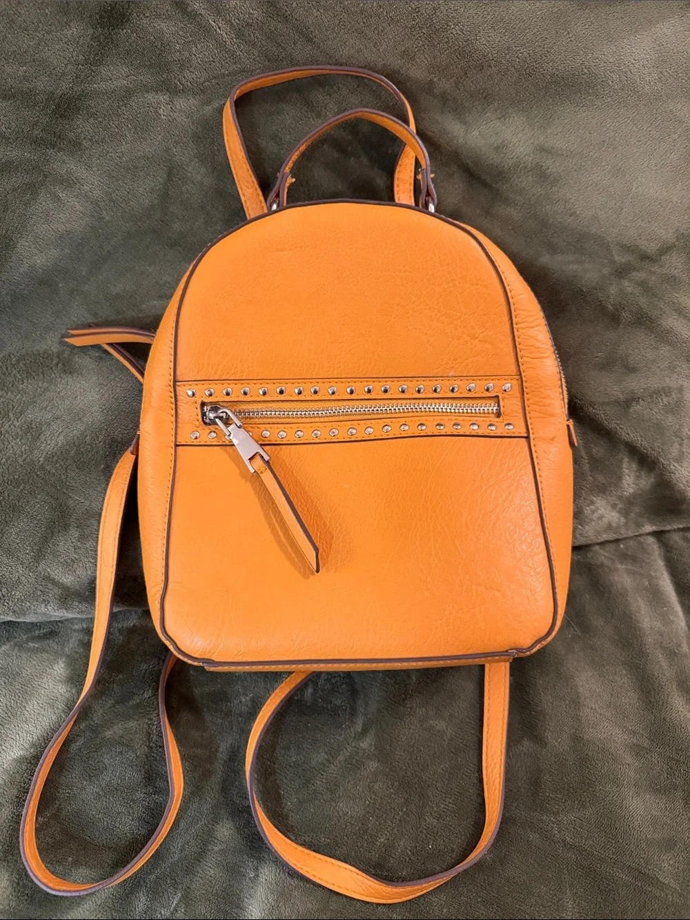 Orange Mini Backpack Purse - Women